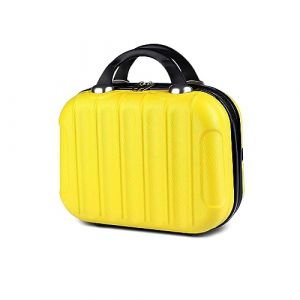 Balakaka Vanity Rigide 14 Pouces Portable Imperméable Vanity Femme Trousse de Maquillage avec Nervures, Vanity Case Rigide ABS Vanity Case de Voyage pour Femmes,Jaune Citron (ANHORN L, neuf)