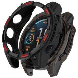FTRONGRT Coque Compatible avec Garmin Tactix 8 AMOLED 51mm, TPU Souple, Anti-Rayures, Montre &Eacute;tui de Protection Compatible avec Garmin Tactix 8 AMOLED 51mm. Noir Rouge (FTRONGRT, neuf)