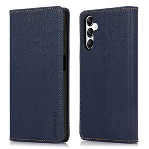 binandteam Coque pour Samsung Galaxy A14 4G / 5G,Housse en Cuir PU Portefeuille, Etui de Protection à Rabat Magnétique,Pochette Fermeture Anti-Choc Protection - Bleu (Yiranfuns, neuf)