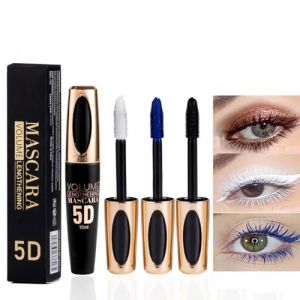 KARLOR Lot de 3 mascaras pour cils - Bleu, blanc et noir - Imperméable - Longue durée - Coloré - 5D - Pour cils - Imperméable - Coloré (PoFeng Direct, neuf)