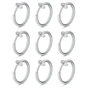 D.Bella Faux Septum Nez Anneau Septum Piercing Faux Anneau Nez Lèvre Corps Rond pour Homme Femme Unisexe Acier Inoxydable Piercing Boucle d'oreille Septum Faux Lèvres 9 pièces Couleur Argent (D.Bella, neuf)