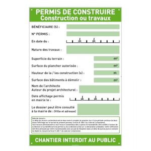 AUA SIGNALETIQUE - Panneau Déclaration Travaux Chantier– Akilux 5 mm – 80 x 120 cm – Avec Marqueur + Panneau “Chantier interdit au public” (Permis de Construire) (AUA SIGNALETIQUE, neuf)