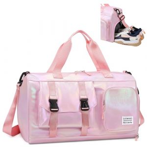 Tokeya Sac de Sport Femme Sac Voyage Fille avec Compartiment Chaussure et Poche Humide Imperm&eacute;able Sacs Piscine Grande Capacit&eacute; Gym Travel Bag pour Voyage Fitness Natation Weekend, Rose (Tokeya, neuf)