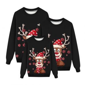 Allbestop Déguisement Père Noël,Veste Homme Hiver Capuche Homme Pull Enfant Pyjama Noël Couple Pyjama Adulte Tenue Pere Noel Adulte(Noir-1,M) (WULOFA, neuf)