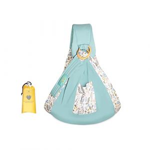 SONARIN Echarpe de Portage,Coton Doux Porte-bébé Bébé Sling Écharpe Porte Bébé Couverture d'Allaitement avec Anneaux Réglables pour Nouveau-né Bébé Tout-petit jusqu'à 15 kg(Cerf Vert) (granhulgy OÜ, neuf)