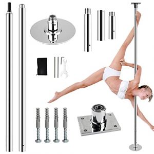 PRIOR FITNESS Barre Pole Dance permanente avec Plateau Fixe Perche de Danse pour la Maison Perche de Danse avec Support Plafond et Accessoires d'extension Plus de s&eacute;curit&eacute; et de stabilit&eacute; (PRIOR FITNESS Europe, neuf)