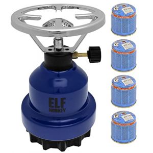 R&eacute;chaud de camping E190 | R&eacute;chaud &agrave; gaz en m&eacute;tal et cartouche de gaz per&ccedil;able | Cuisini&egrave;re &agrave; gaz | 1 feu | Ext&eacute;rieur, loisirs, pique-nique | Accessoires de camping (Pro Level 3000, neuf)