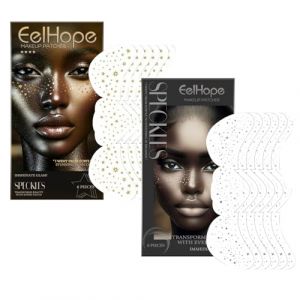 Tatouages de taches de rousseur scintillantes, 12 pi&egrave;ces de taches de visage scintillantes pour le maquillage de f&ecirc;te, autocollants de taches de rousseur de visage scintillant (or/argent) (LOUISE CURRY LIMITED, neuf)