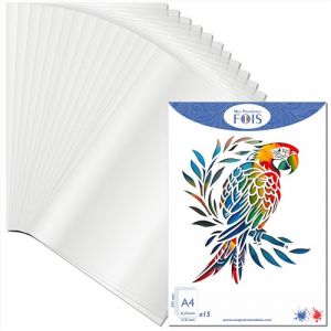 [Pack x15] Feuilles Pochoir Vierge A4 - PET Translucide - &Eacute;paisseur : 0,25mm - Id&eacute;al Artisanat d'Art, Cadeau Personnalis&eacute;, Scrapbooking, A&eacute;rographe, Machine de D&eacute;coupe ou Laser. (David&Co, neuf)