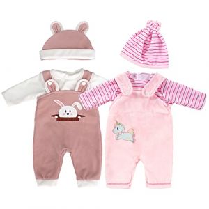 ZWOOS Vêtement pour Poupées 35-43 cm, Lot de 2 Tenues Mignonnes avec Chapeau pour Poupées, Compatible avec Baby Born, Baby Annabell, Nenuco et Plus (URAGANKULTD, neuf)