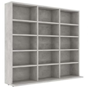 vidaXL Armoire à CD, Étagère à CD avec Compartiment, Armoire de Bureau, Meuble de Rangement Chambre Intérieur, Gris Béton Bois d’Ingénierie (vidaXL FR, neuf)