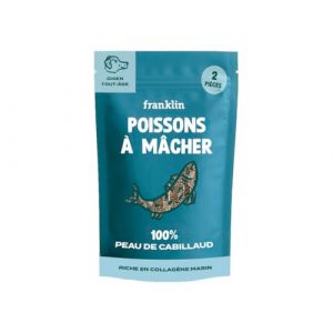 FRANKLIN – Poisson à Mâcher pour Chien – Peau Séchée de Cabillaud – 100% Naturelle, sans Additifs – Riche en Collagène, Oméga 3 et 6 – Mastication Longue – Soutient Articulaire – 90 g (Franklin Pet Food, neuf)