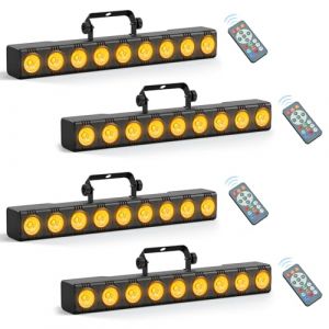 Yespick 4 Pièce LED RGBW Wallwasher,Lampe de Scène,9 x 6W Lumière Disco avec dmx Contrôle et télécommande,Barre Lumineuse LED Pour Mariage,DJ,Discothèque,Extérieur,Noël,Halloween,Fête,Effets (KIEHUS MJHDU, neuf)