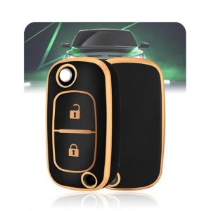 LELNOOS Coque Cl&eacute; Voiture, Silicone &Eacute;tui Cle Etui Clef Protecteur Cache Cles pour Renault Clio Twingo Kangoo Trafic Megane Modus Captur Master Express Wind Fluence Smart Forfour Fortwo 453, 2 Boutons (LELNOOS, neuf)