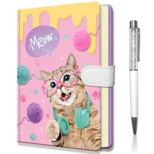 DWIYITTN Journal Intime Fille, 192 Pages Ligné Carnet Secret Fille 19x13,5cm Carnet de Notes avec Stylo Carnet Enfant Cadeaux pour les filles 6 8 10 12 Voyages Anniversaire, Le chat (Xinhua Hongda, neuf)