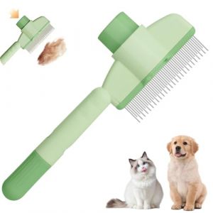 Peigne anti-puces multifonction pour chat avec bouton de déverrouillage, brosse de toilettage démêlante pour chats à poils courts et longs, fournitures de toilettage pour chats (2 pièces, jaune) (zhangzengquan, neuf)