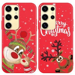 Yoedge 2 Pi&egrave;ces No&euml;l Coque pour Samsung Galaxy S25 Ultra 5G 6,7", Ultra Fine Souple Silicone avec Mignon Anim&eacute; Motif No&euml;l Design &Eacute;tui, Antichoc Protection Housse pour Samsung S25 Ultra 5G, Wapiti 1 (VIP FLAG CENTER, neuf)