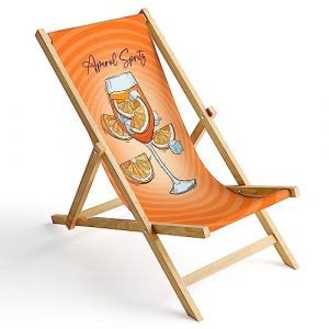 Ferocity Chaise Longue Pliable en Bois Fauteuil de Plage Pliant en hetre Classique Lit de Plage Spritz [119] (ferocity-shop, neuf)