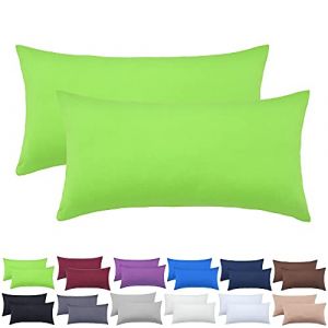 NatureMark Lot de 2 Housses de Coussin en Jersey Housse de Coussin Coussin pour dormeur de côté Coussin de Nuque Nombreuses Tailles et Couleurs Oeko-Tex (40 x 80 cm, Vert Pomme) (cottonrich, neuf)