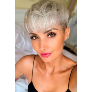 BeiSDWig Perruque synth&eacute;tique courte coupe Pixie pour femme noir/blanc, rouge et noir, 2 tons, perruque de cosplay pour femme (UK-1037B) (Beauty.Wig, neuf)