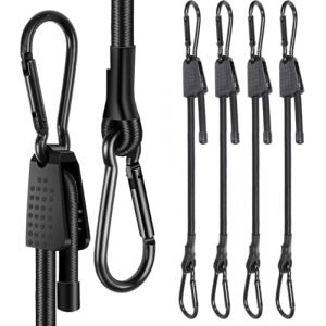 Lot de 4 tendeurs en caoutchouc avec mousqueton, r&eacute;glables, 100 cm, extra r&eacute;sistants, pour voile d'ombrage, outils de jardin, voiture, transport de bagages, v&eacute;lo et camping (qianzeyuan, neuf)