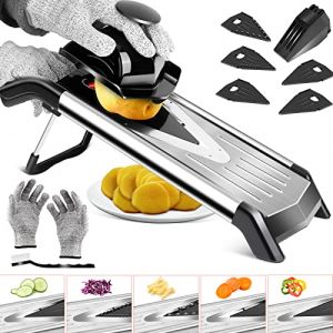 MASTERTOP Mandoline Cuisine Professionnelle, Coupe-légumes Inox avec Lame Tranchante en V, Mandoline Japonaise pour Tranche/Julienne, Mandolina Multifonctionnel de Différents Epaisseurs (MASTERTOP, neuf)