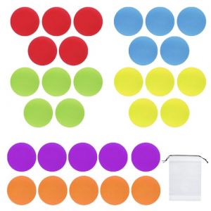 30 marqueurs de tapis ronds, 1 sac de rangement, marqueurs de sol pour salle de classe, adaptés aux fournitures pédagogiques, marqueurs de tapis de positionnement pour l'entraînement des enfants. (JENNIFER BLAIR, neuf)