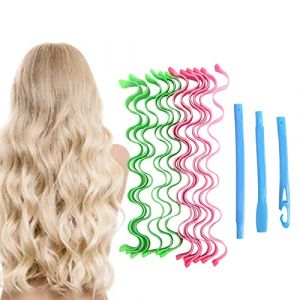 Kit de Style Boucles en Spirale pour Boucles Naturelles, Femmes Filles en Plastique en Résine, Fer à Chaleur, Coiffures de Bricolage à la Maison (45 cm de nems (12 pièces)) (Beiyizhu, neuf)