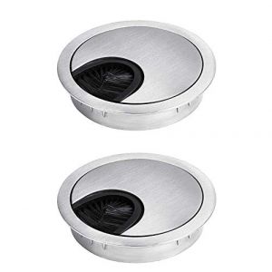 HO2NEL Passe Câbles Bureau Rond Encastrable, Passe Fil 60mm Métal Brossé Design Rangements de Câbles pour Table de Bureau Argent 2Pcs (TENGPLEU, neuf)