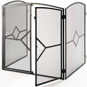 Pare-feu Large pour cheminée ou poêle, Pare-étincelles, Protection Cheminée, Barrière de sécurité Enfant bébé, Hauteur : 81cm, Largeur Totale : 193CM (Mood Living Design Ltd, neuf)
