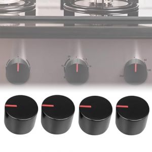 DWFEYOI Bouton de Poêle pour Cuisinière à Gaz, 4 Pièces Bouton de Cuisiniere Gaz, Four a Gaz Boutons Noir, Ø 6mm D-Axe Boutons de Plaque de Cuisson Gaz, Cuisinière Four Plaque de Cuisson (Binherd OU, neuf)