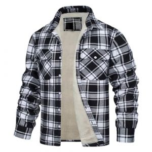 Darringls Chemise de b&ucirc;cheron &agrave; carreaux pour homme - Veste int&eacute;rieure en polaire - Chemise thermique chaude en flanelle - Pour homme - Mode d'hiver - Veste d'ext&eacute;rieur d&eacute;contract&eacute;e &agrave; carreaux - Poche (Darringls, neuf)