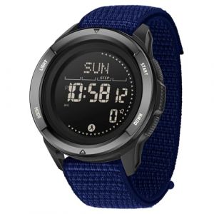 BIEWO Montre de sport militaire pour homme - Num&eacute;rique - &Eacute;tanche 5ATM - Montre de fitness avec boussole, m&eacute;tronome, compteur de calories, chronom&egrave;tre, compteur de pas, montre de course (Nylon bleu) (BIEWO, neuf)