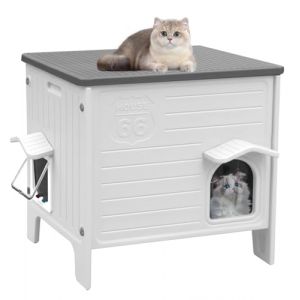 HiCaptain Niche pour chat d'ext&eacute;rieur r&eacute;sistante &agrave; l'hiver Chats plastique f&eacute;raux Maison pour chat ext&eacute;rieure Abri pour chiot pour petits moyens animaux domestiques Parc pour animaux domestiques (Captain Pet-FR, neuf)