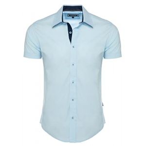 Carisma Chemise à manches courtes pour homme - Couleur unie - Tailles S à 5XL - Chemise basique à manches courtes en 97 % coton - Chemise d'été pour homme en coupe droite - Chemise à manches courtes (carismaseller, neuf)