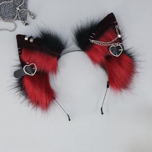 Harajuku Pendentif en métal pour femme avec oreilles de renard et oreilles de loup Rouge (liaoheng uk, neuf)