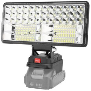 Radikor Lampe Led Rechargeable Pour Batterie Makita 18V, 8 Inches 50W Baladeuse Lampe de Chantier Alimenté Par Pile, Projecteur avec 2 Réglages de Luminosité, 2 Charge USB (Sans Batterie) (AARON BARNETT, neuf)