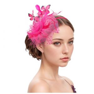 Chapeau bibi vintage pour femme - Voile de mariée - Accessoire de cheveux - Plume - Voile - Banquet - Chapeau en maille - Barrettes à cheveux élégantes - Pour carnaval, cocktail, thé (Woybda, neuf)