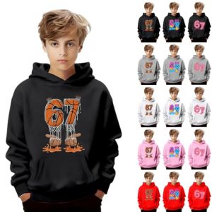 Generisch Sweat &agrave; capuche pour enfant 67 Six Seven Motifs &ndash; Pull &agrave; capuche imprim&eacute; donut fluo basketball pour gar&ccedil;ons filles adolescents Surv&ecirc;tement de jogging imprim&eacute; color&eacute; Sixseven Sweatshirt (YoloGood, neuf)