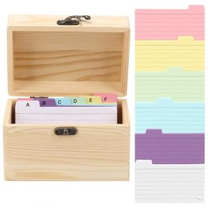 Yallmie Bo&icirc;te &agrave; Fiches en Bois, 13.5x8.5x9cm Bo&icirc;te &agrave; Fiches Index avec 150 Fiches Horizontal, Boites Rangement Carte A7 Boites &agrave; Recettes avec Couvercle pour Bureau, Maison Cuisine, Flash Carte (JorkolYu, neuf)