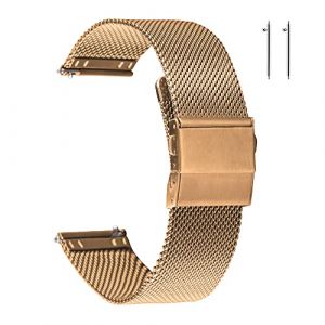 EACHE bracelets de montre en maille d'acier inoxydable d'or rose de 20 mm pour femmes bracelets de montre en maille à dégagement rapide (EACHE, neuf)