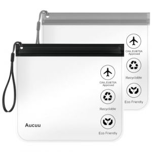Aucuu Trousse de Toilette Transparente Femme, 20x20cm Kit Voyage Avion Cabine Sac &agrave; Liquide 1L Pochette Transparente Voyage, Sac de Voyages Transparent Trousse pour Liquides Femmes & Hommes (Aucuu&reg;-EU, neuf)