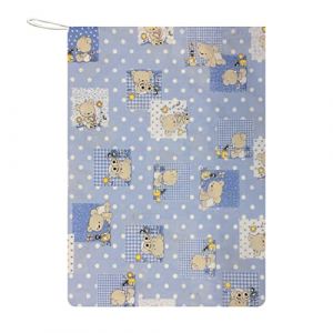 Sac pochon pour crèche ou Maternelle - 100% Coton, Fermeture par Cordon, Taille 46x60 cm, Porte-Habits pour garçons et Filles. Made in Italy. Ours et Abeilles Bleus Fantaisie (Panini Tessuti, neuf)