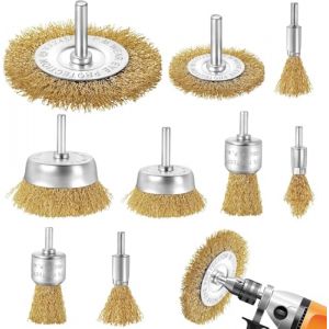 Yokuni Lot de 9 Brosse Metallique pour Perceuse, Brosse Laiton pour Perceuse Queue de 6 mm, Brosses Meuleuse, Visseuse Perceuse &agrave; Pour nettoyer le m&eacute;tal/le bois/la peinture/le brossage de surface (KARAASENOV NIKOLAY, neuf)
