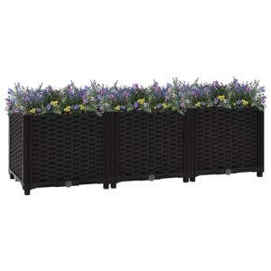 puraday Jardinière de Jardin 120x40x38 cm Noir Polypropylène Lit de Plantation Offre Suffisamment d’Espace Pot de Terrasse Balcon pour Plantes Légumes Herbes Aromates Fleurs (PURADAY STORE, neuf)