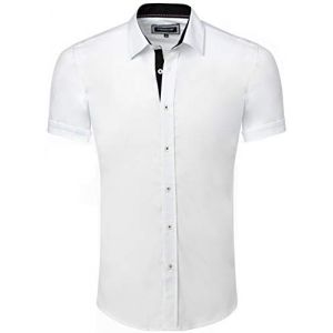 Carisma - Chemise décontractée à manches courtes ou longues au choix, coupe slim, pour les loisirs, les affaires, les mariages - Blanc - X-Large (carismaseller, neuf)