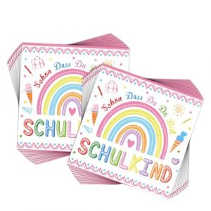 WUSJCOF 20 Serviettes Écolier 2025 Fille Garçon, Décoration de Rentrée Scolaire, Arc-en-Ciel Fête Décoration de Table (33 x 33 cm) (Arc-en-Ciel) (NAROU DUTEN, neuf)