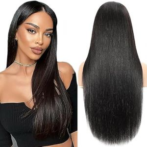 Shoaiye 13x6 Human Hair Wig Bone Straight Lace Frontal Perruque Femme Naturelle Glueless Cheveux Humain 150% Density Sans Colle Couleur Natural Black for Woman 12 Pouces (Keshuai, neuf)