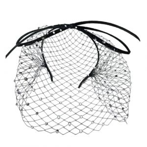 Serre-t&ecirc;te &eacute;lastique en dentelle noire d'inspiration vintage pour femme, f&ecirc;te, Halloween, voile de cage &agrave; oiseaux, pour mariage (Bogji, neuf)