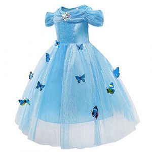 MYRISAM Robe de Cendrillon de Carnaval Papillon Déguisements Filles Princesse Costume de Cinderella Halloween Cosplay Noël Robe de Soirée Cérémonie Anniversaire Photographie Bal 9-10 Ans (MYRISAM store, neuf)